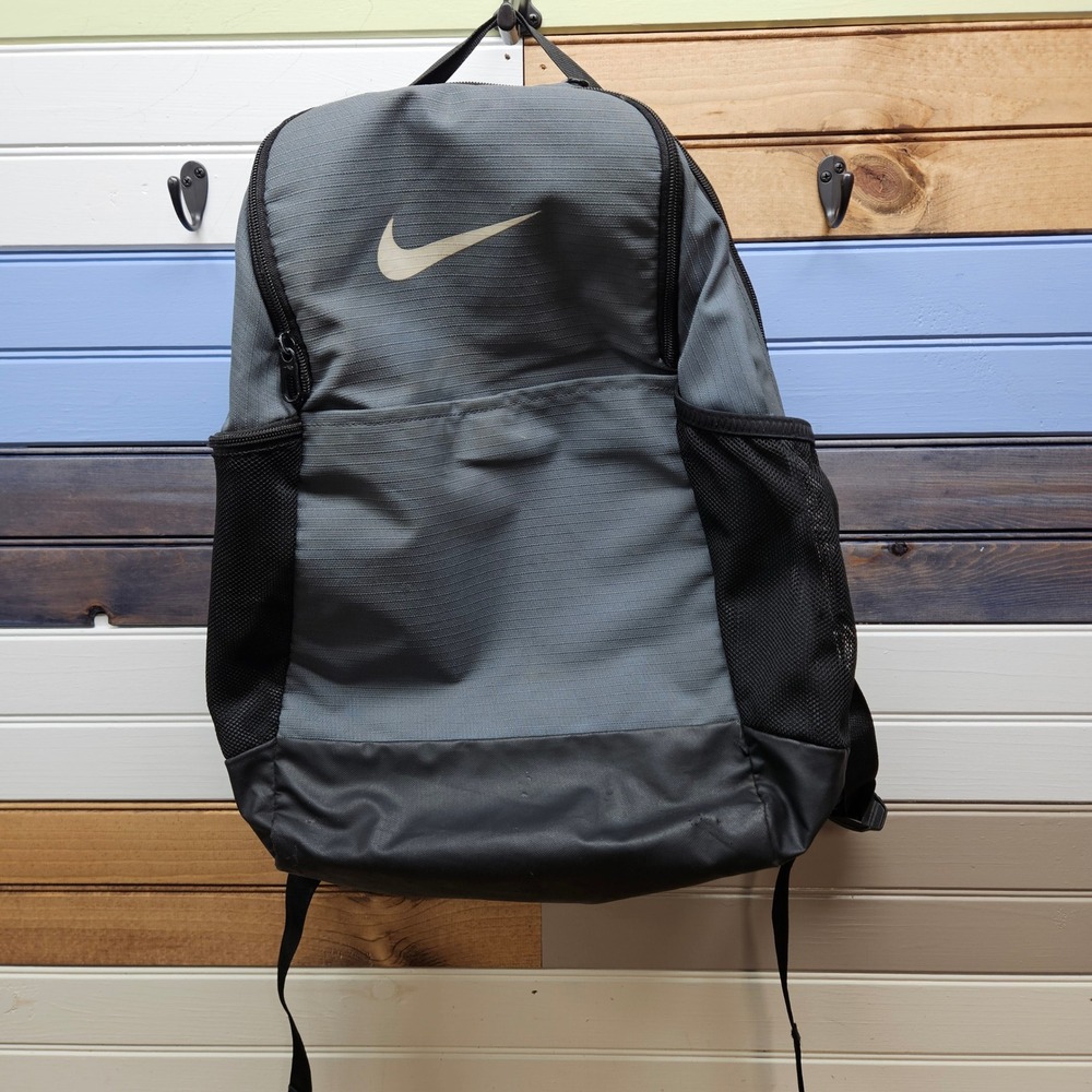 Nike Gray Black Ripstop Backpack School Gym Bag with Tech Sleeve